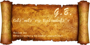 Gömöry Balambér névjegykártya